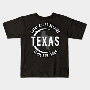 Texas Total Solar Eclipse April 8 2024 Path of Totality 2024 North America Kids T-Shirt